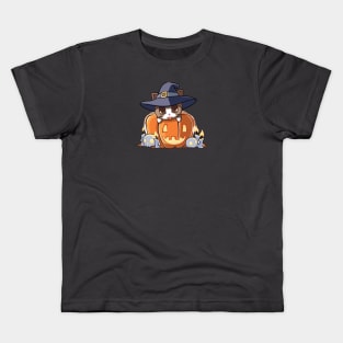 Brown cat in a pumpkin Kids T-Shirt